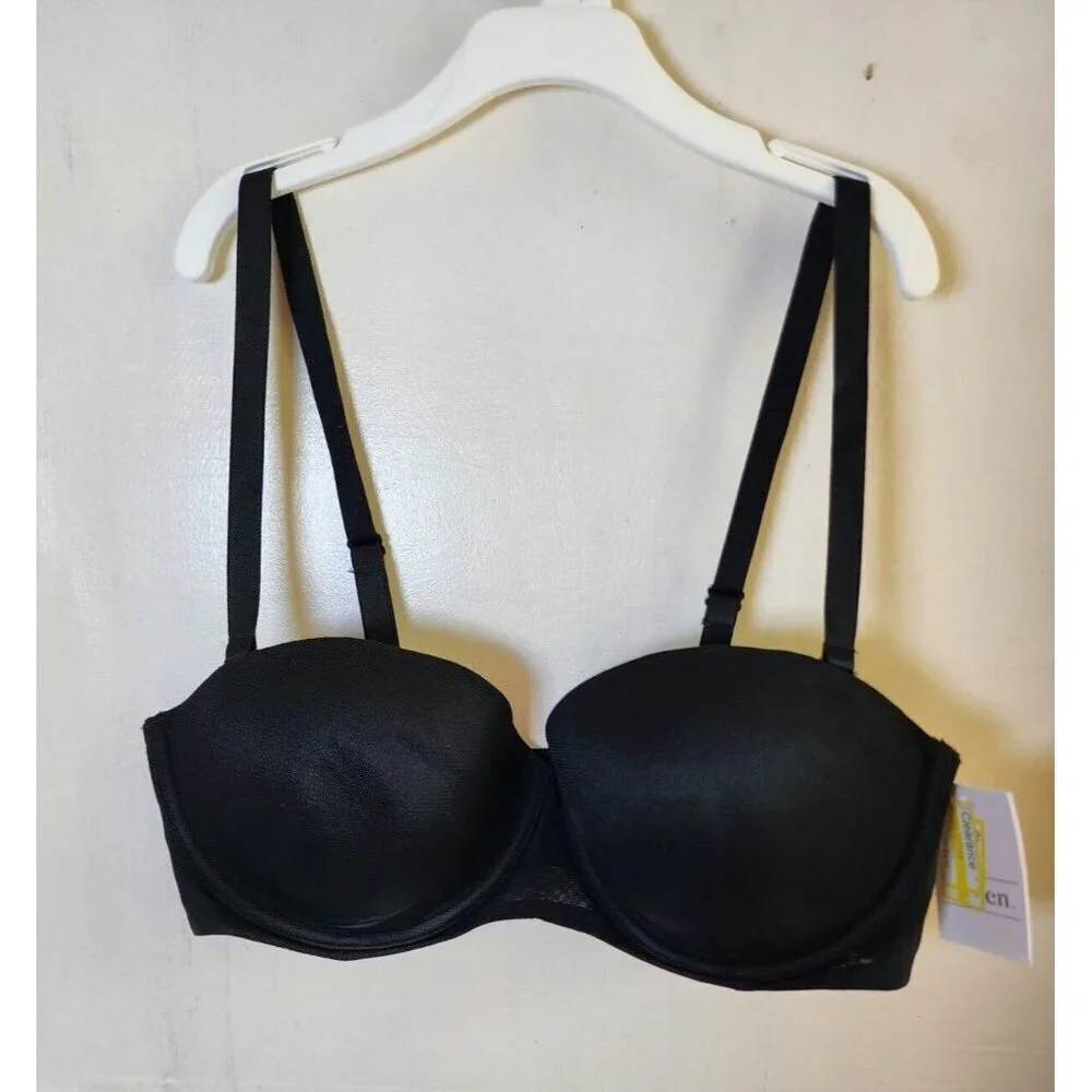 New Auden Women's Black Underwire Lightly Line Bra Adjustable Straps Size 36B